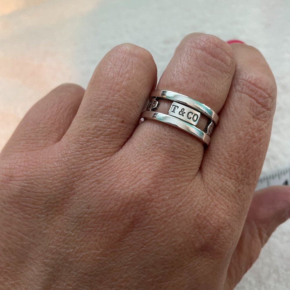 Tiffany & Co. Sterling 925 Silver Cut Out Stencil Elements Ring (Size 10.5)